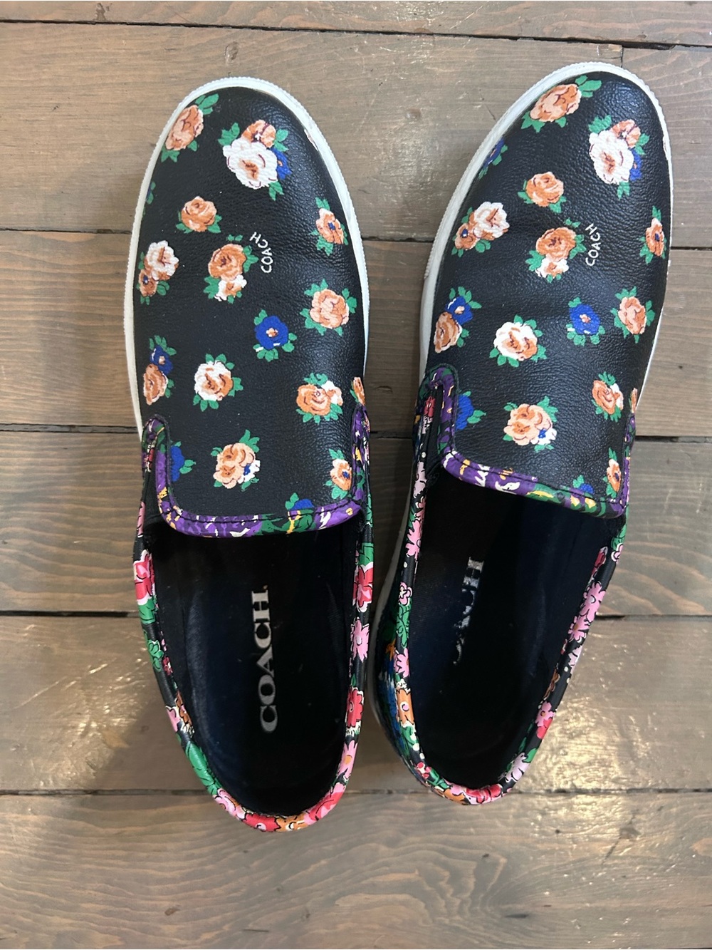 COACH Women's Slip On Sneakers Parkside Tea Rose Black Size 7.5